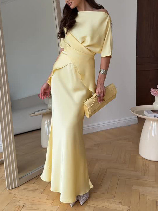 Serena Draped Satin Set