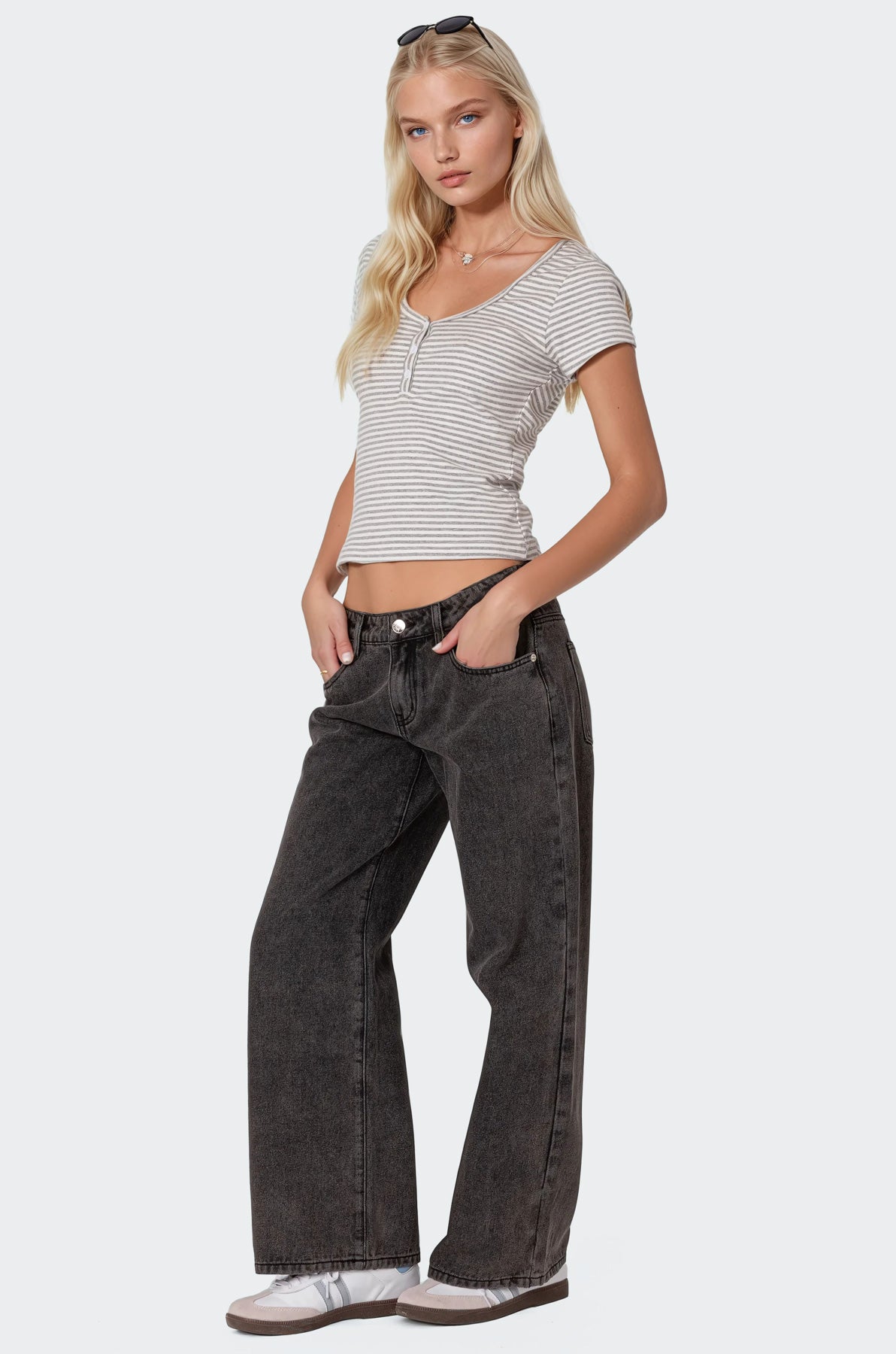 Washed Low Rise Jeans