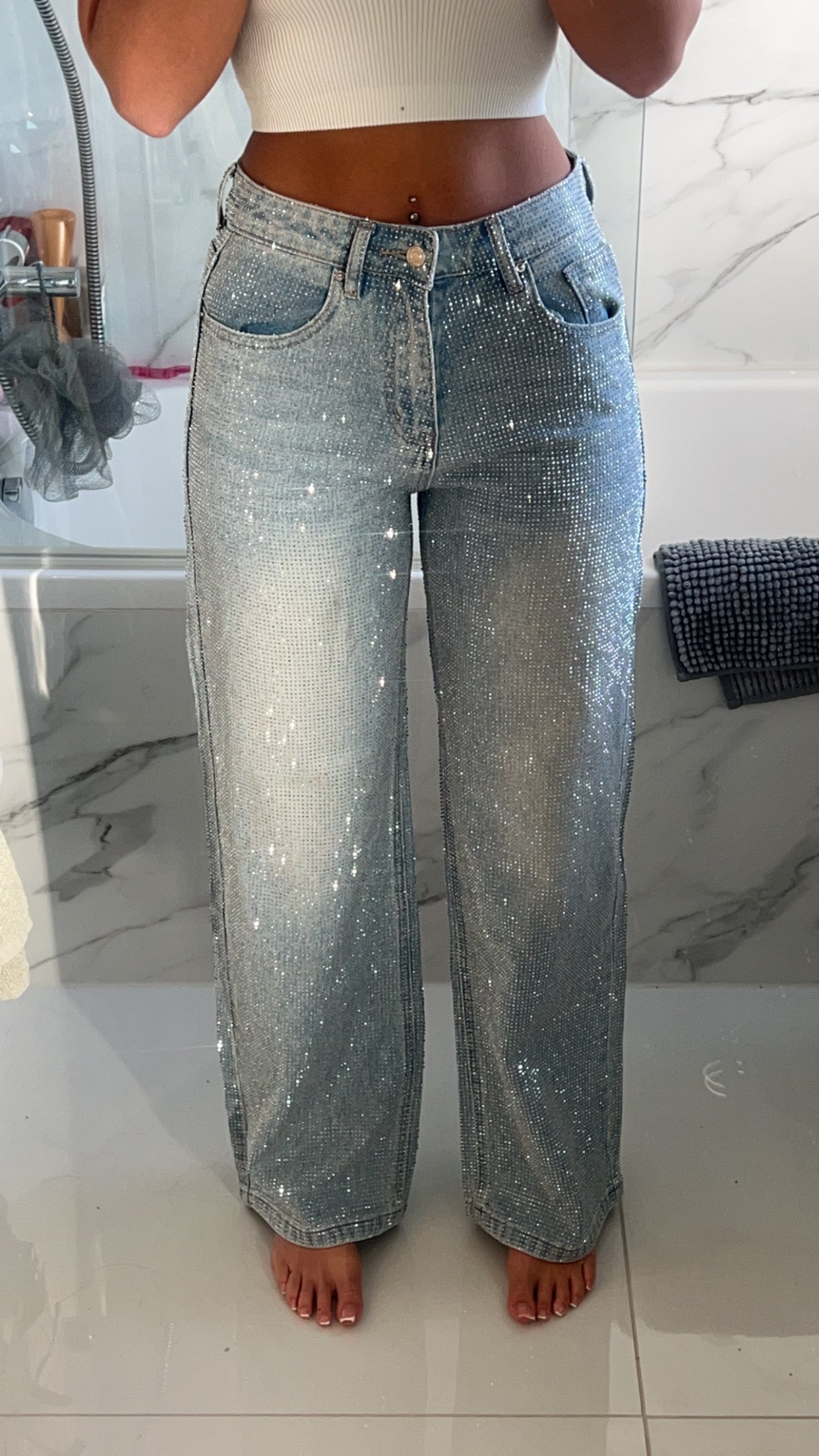 Silver Diamanté Sparkle Jeans