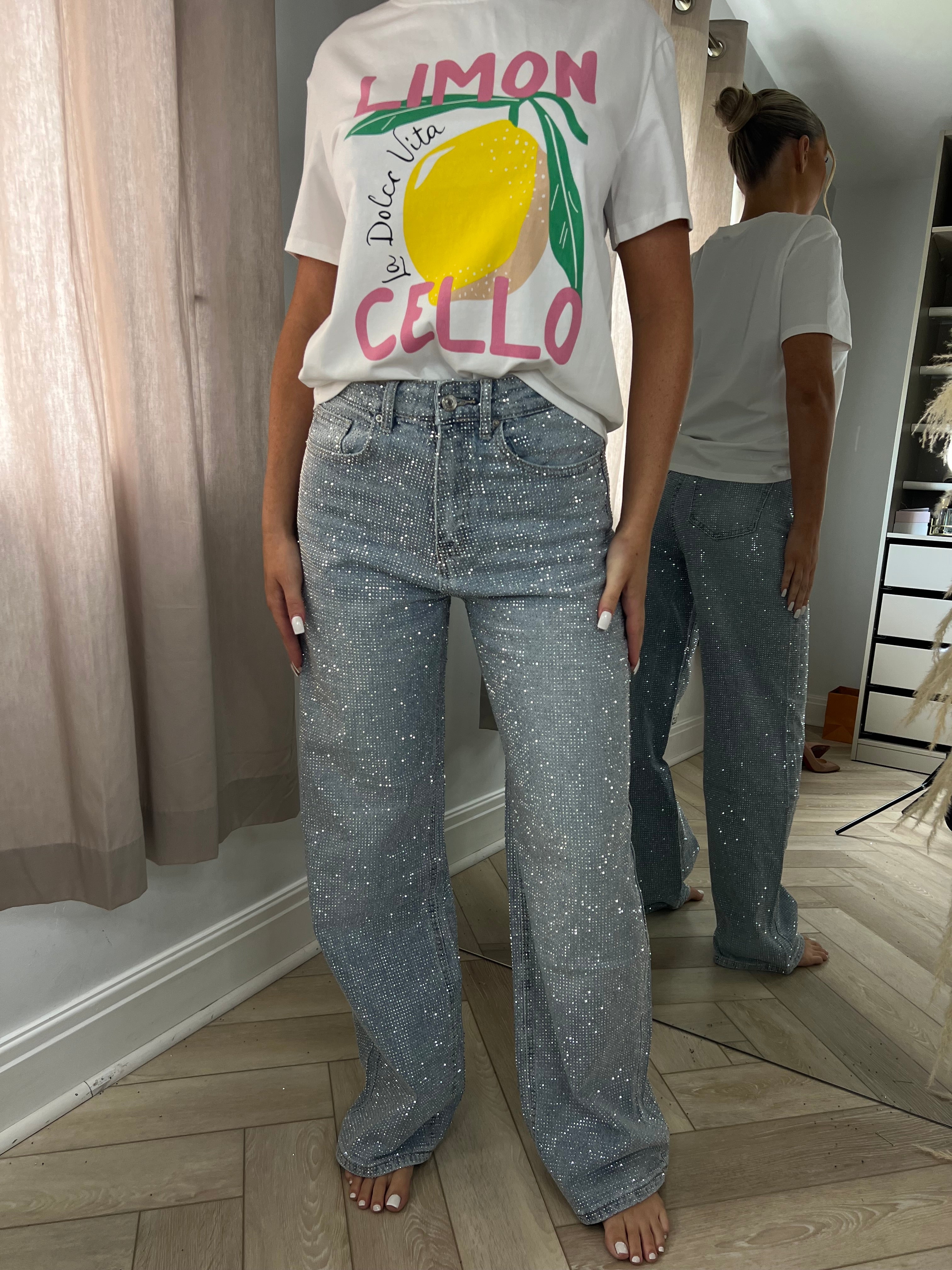 Silver Diamanté Sparkle Jeans