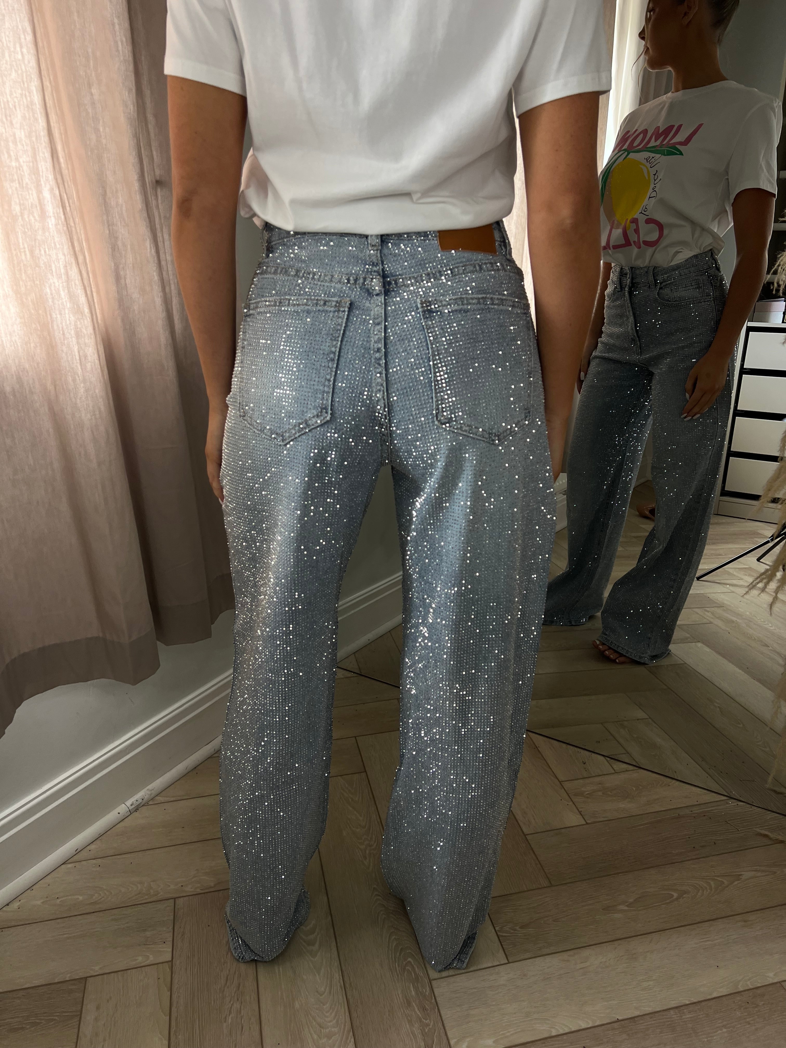 Silver Diamanté Sparkle Jeans